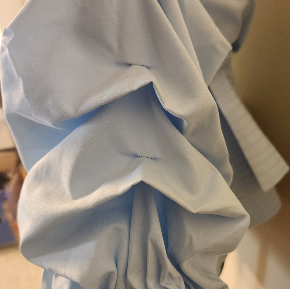 Beulah Style off shoulder bustier puff sleeve blue peplum top Size Small - Picture 9 of 16